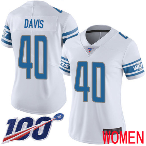 Detroit Lions Limited White Women Jarrad Davis Road Jersey NFL Football #40 100th Season Vapor Untouchable->detroit lions->NFL Jersey